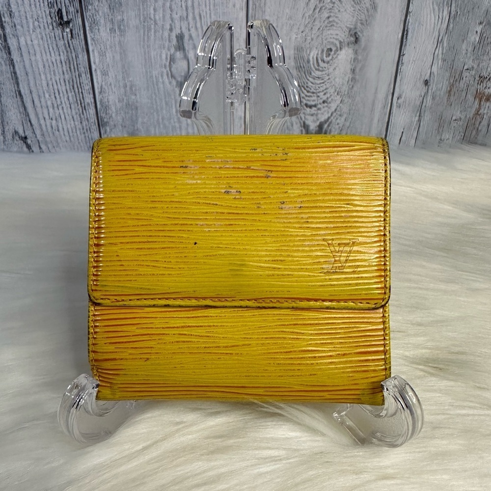 LOUIS VUITTON epi double snap compact wallet in yellow
